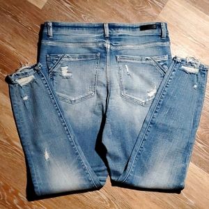 BKE Fit No 75 High Rise Ankle Skinny Buckle Black Jeans